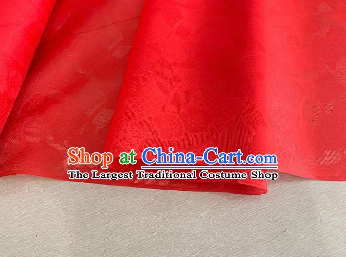 Asian Chinese Classical Pattern Design Red Organza Jacquard Fabric Traditional Cheongsam Silk Material