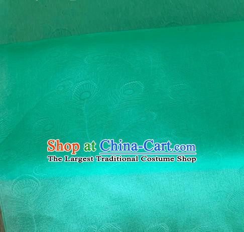 Asian Chinese Classical Peacock Feather Pattern Design Green Organza Jacquard Fabric Traditional Cheongsam Silk Material