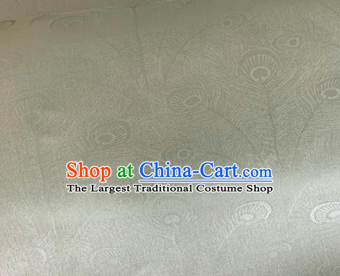 Asian Chinese Classical Peacock Feather Pattern Design Light Green Organza Jacquard Fabric Traditional Cheongsam Silk Material