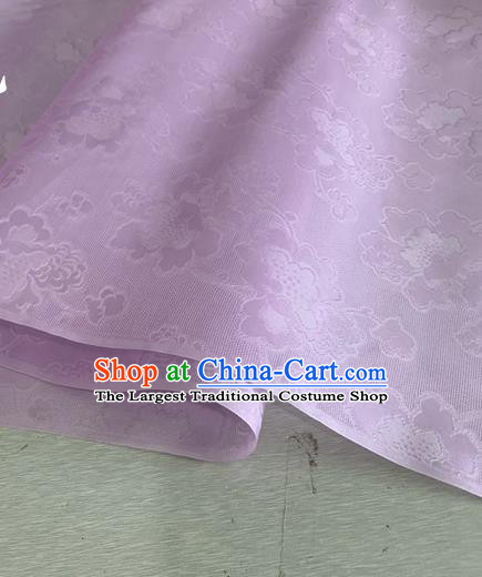 Asian Chinese Classical Peony Pattern Design Light Purple Jacquard Fabric Traditional Cheongsam Silk Material