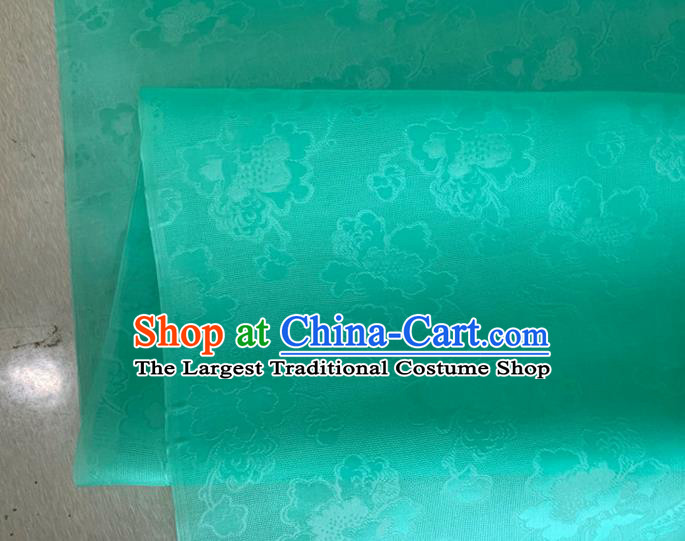 Asian Chinese Classical Peony Pattern Design Green Jacquard Fabric Traditional Cheongsam Silk Material