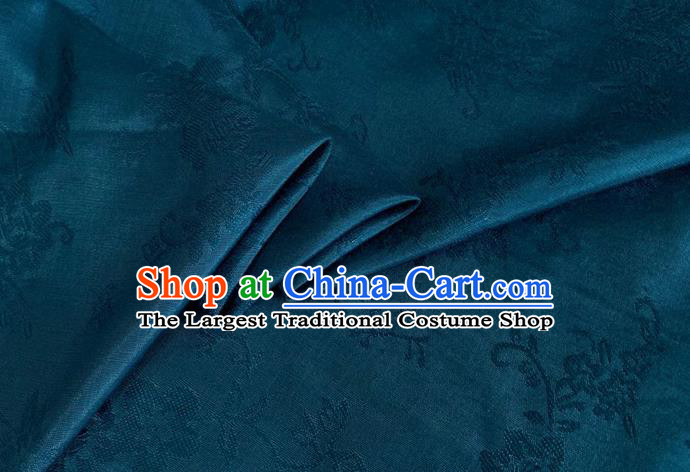Asian Chinese Classical Pattern Design Peacock Blue Jacquard Fabric Traditional Cheongsam Silk Material