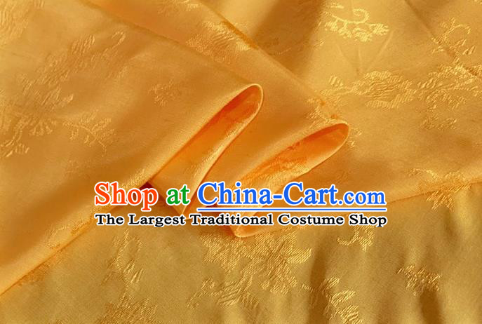 Asian Chinese Classical Pattern Design Yellow Jacquard Fabric Traditional Cheongsam Silk Material