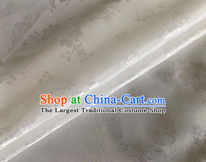 Asian Chinese Classical Pattern Design White Jacquard Fabric Traditional Cheongsam Silk Material