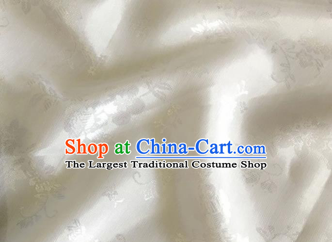 Asian Chinese Classical Pattern Design White Jacquard Fabric Traditional Cheongsam Silk Material