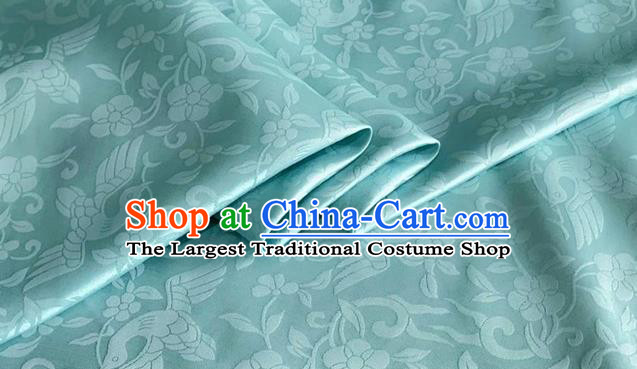 Asian Chinese Classical Birds Pattern Design Light Blue Brocade Jacquard Fabric Traditional Cheongsam Silk Material
