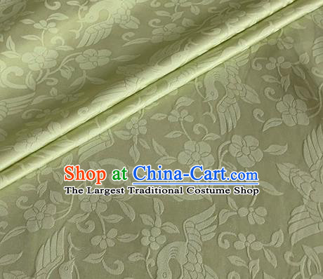 Asian Chinese Classical Birds Pattern Design Light Green Brocade Jacquard Fabric Traditional Cheongsam Silk Material