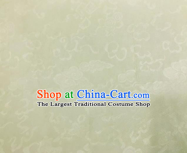 Asian Chinese Classical Auspicious Clouds Pattern Design Light Green Brocade Jacquard Fabric Traditional Cheongsam Silk Material