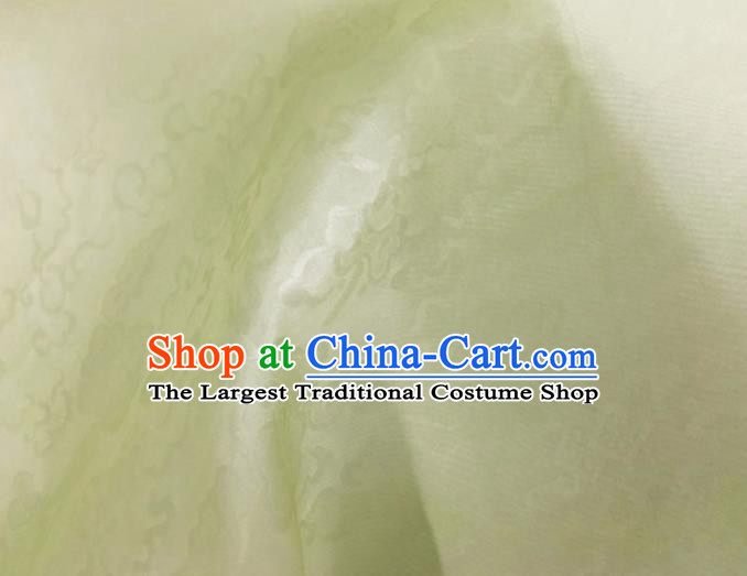 Asian Chinese Classical Auspicious Clouds Pattern Design Light Green Brocade Jacquard Fabric Traditional Cheongsam Silk Material