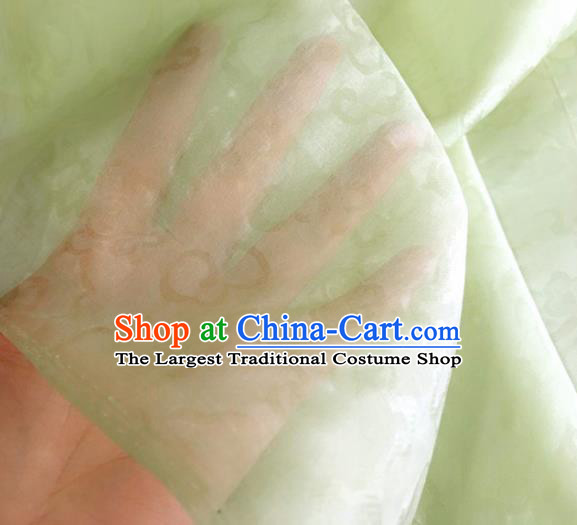 Asian Chinese Classical Auspicious Clouds Pattern Design Light Green Brocade Jacquard Fabric Traditional Cheongsam Silk Material
