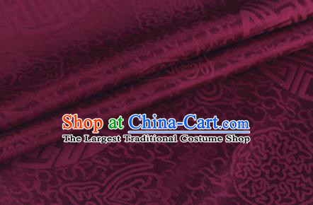 Asian Chinese Classical Longevity Pattern Design Wine Red Brocade Jacquard Fabric Traditional Cheongsam Silk Material