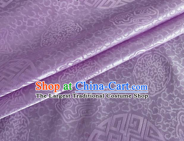 Asian Chinese Classical Longevity Pattern Design Lilac Brocade Jacquard Fabric Traditional Cheongsam Silk Material