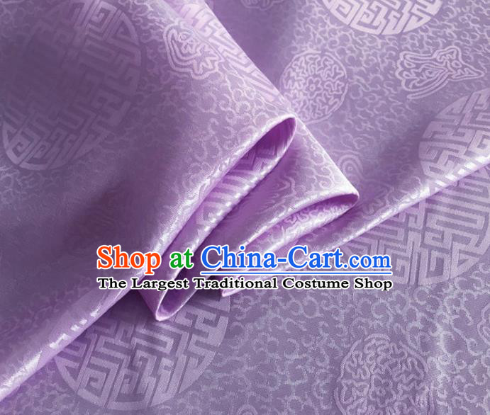 Asian Chinese Classical Longevity Pattern Design Lilac Brocade Jacquard Fabric Traditional Cheongsam Silk Material