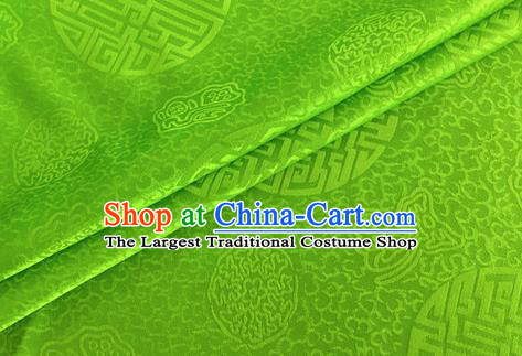 Asian Chinese Classical Longevity Pattern Design Green Brocade Jacquard Fabric Traditional Cheongsam Silk Material