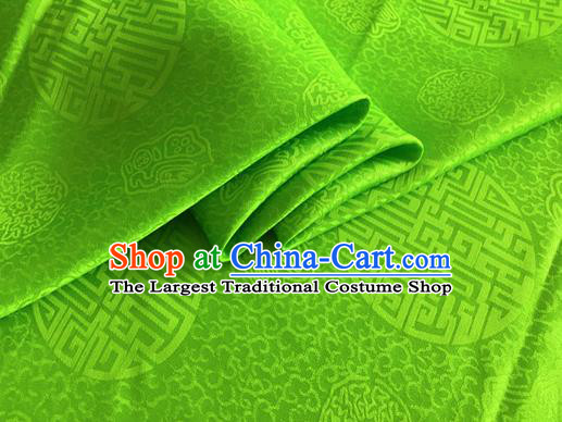 Asian Chinese Classical Longevity Pattern Design Green Brocade Jacquard Fabric Traditional Cheongsam Silk Material