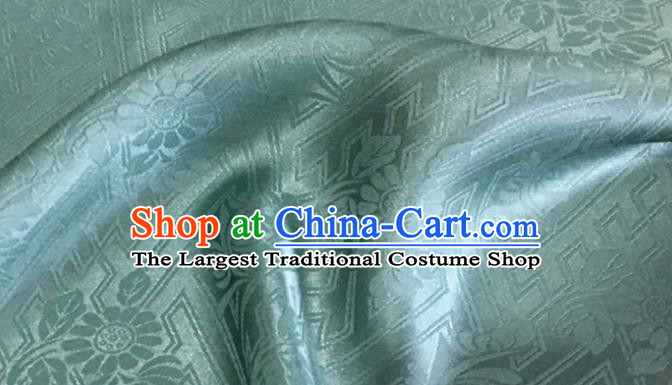 Asian Chinese Classical Daisy Pattern Design Light Green Brocade Jacquard Fabric Traditional Cheongsam Silk Material