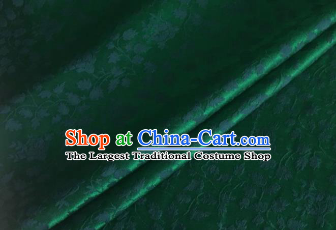 Asian Chinese Classical Jacquard Pattern Design Atrovirens Brocade Fabric Traditional Cheongsam Silk Material