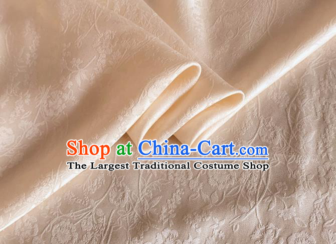 Asian Chinese Classical Jacquard Peony Pattern Design Champagne Brocade Fabric Traditional Cheongsam Silk Material