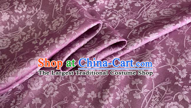 Asian Chinese Classical Jacquard Peony Pattern Design Purple Brocade Fabric Traditional Cheongsam Silk Material