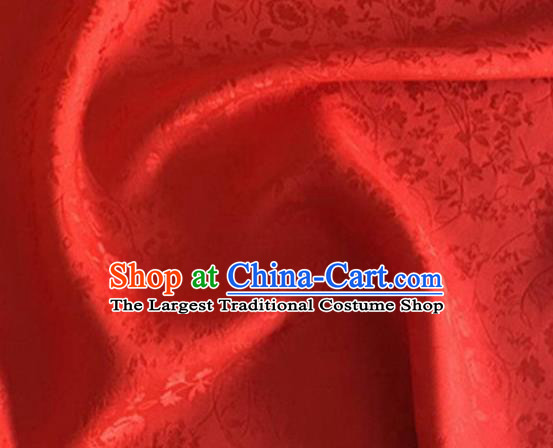 Asian Chinese Classical Jacquard Peony Pattern Design Red Brocade Fabric Traditional Cheongsam Silk Material