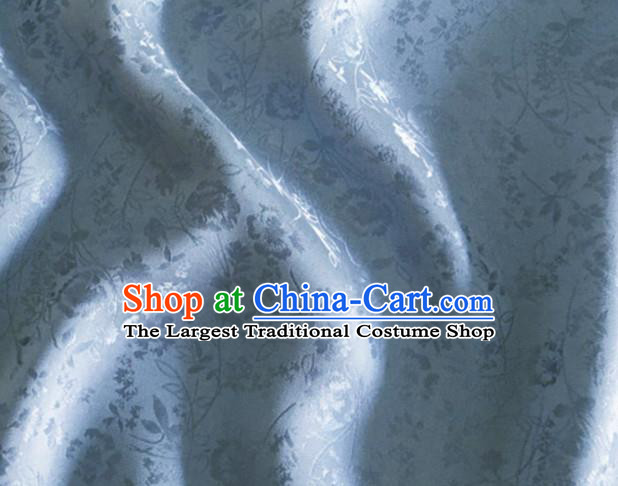 Asian Chinese Classical Jacquard Peony Pattern Design Light Blue Brocade Fabric Traditional Cheongsam Silk Material