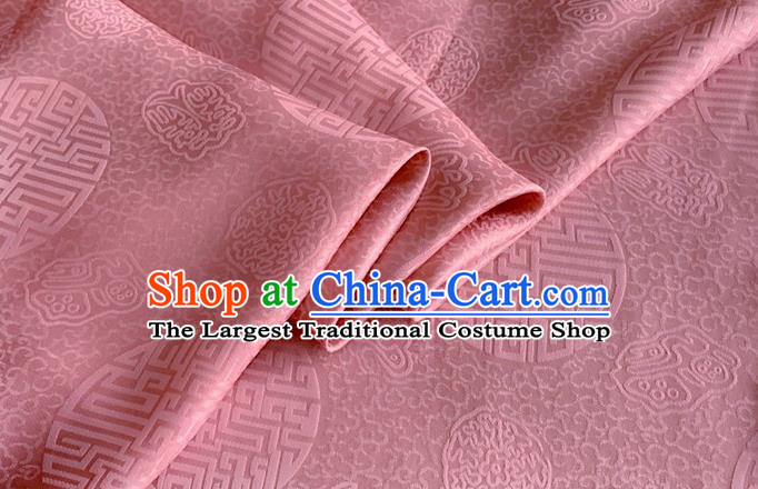 Asian Chinese Classical Longevity Pattern Design Peach Pink Brocade Jacquard Fabric Traditional Cheongsam Silk Material
