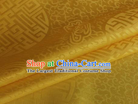 Asian Chinese Classical Longevity Pattern Design Golden Brocade Jacquard Fabric Traditional Cheongsam Silk Material