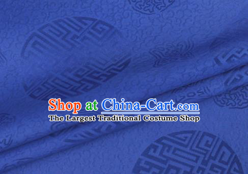 Asian Chinese Classical Longevity Pattern Design Deep Blue Brocade Jacquard Fabric Traditional Cheongsam Silk Material