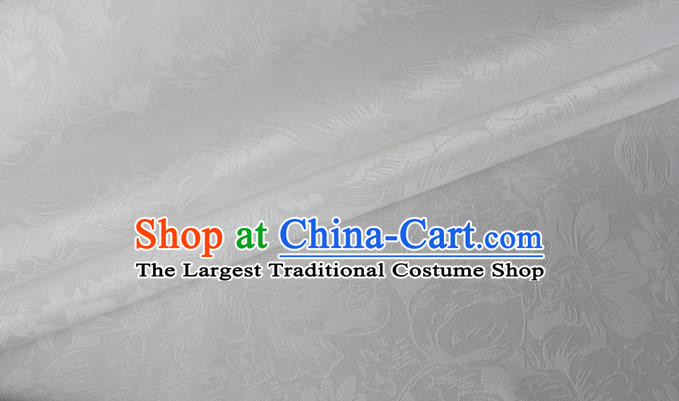 Asian Chinese Classical Rose Pattern Design White Silk Fabric Traditional Cheongsam Material