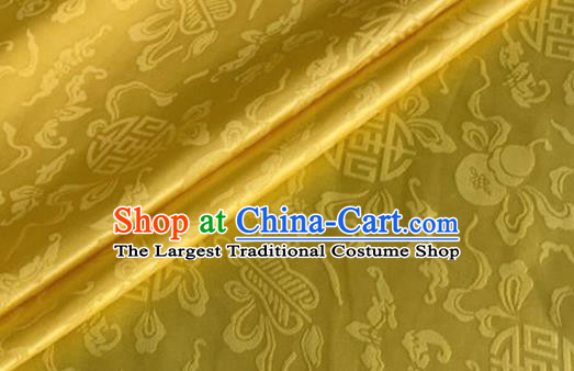 Asian Chinese Classical Ribbon Calabash Pattern Design Golden Silk Fabric Traditional Cheongsam Material