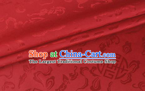 Asian Chinese Classical Ribbon Calabash Pattern Design Red Silk Fabric Traditional Cheongsam Material