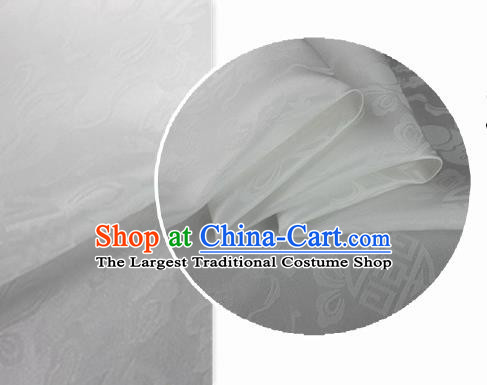 Asian Chinese Classical Ribbon Calabash Pattern Design White Silk Fabric Traditional Cheongsam Material