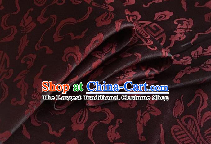 Asian Chinese Classical Ribbon Calabash Pattern Design Brown Silk Fabric Traditional Cheongsam Material
