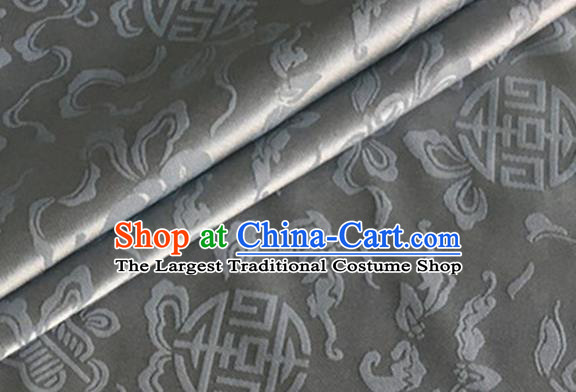 Asian Chinese Classical Ribbon Calabash Pattern Design Grey Silk Fabric Traditional Cheongsam Material