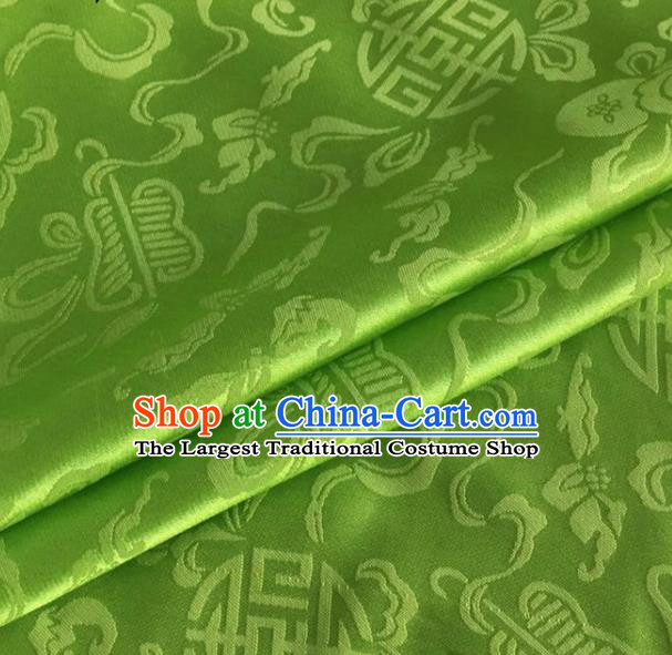 Asian Chinese Classical Ribbon Calabash Pattern Design Grass Green Silk Fabric Traditional Cheongsam Material