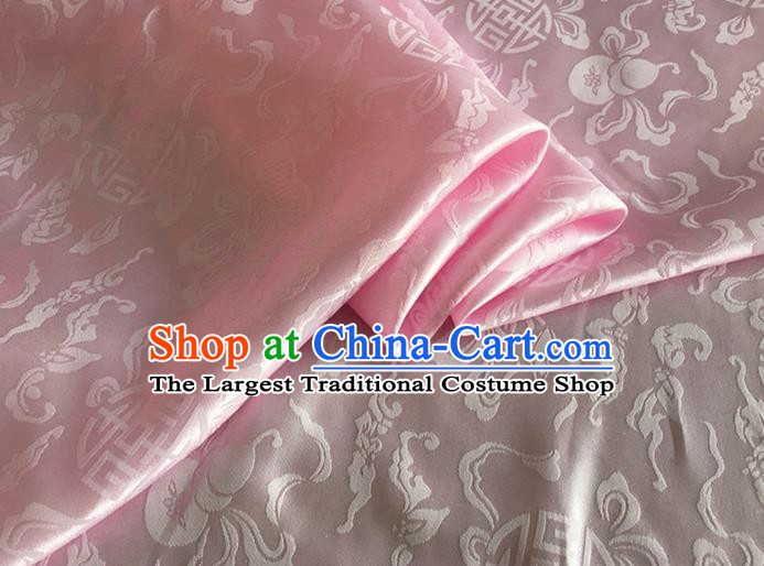 Asian Chinese Classical Ribbon Calabash Pattern Design Light Pink Silk Fabric Traditional Cheongsam Material