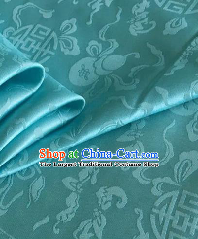 Asian Chinese Classical Ribbon Calabash Pattern Design Lake Blue Silk Fabric Traditional Cheongsam Material