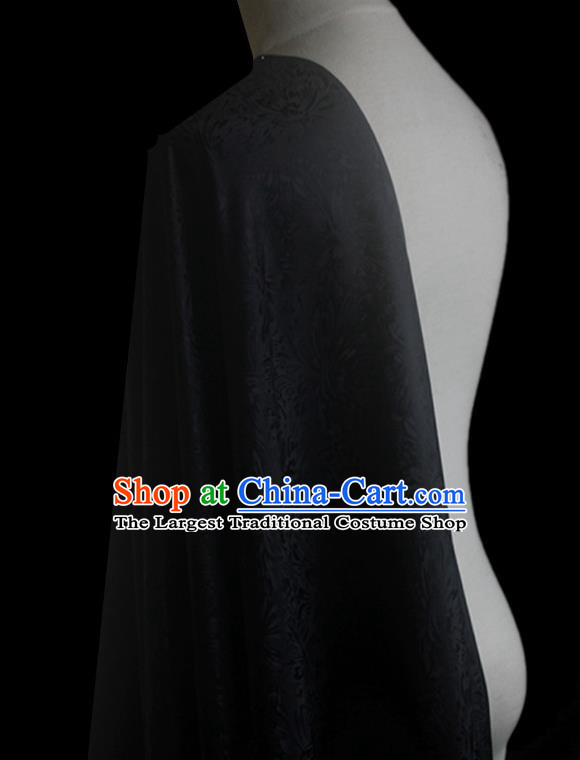 Asian Chinese Classical Pattern Design Black Silk Fabric Traditional Cheongsam Brocade Material