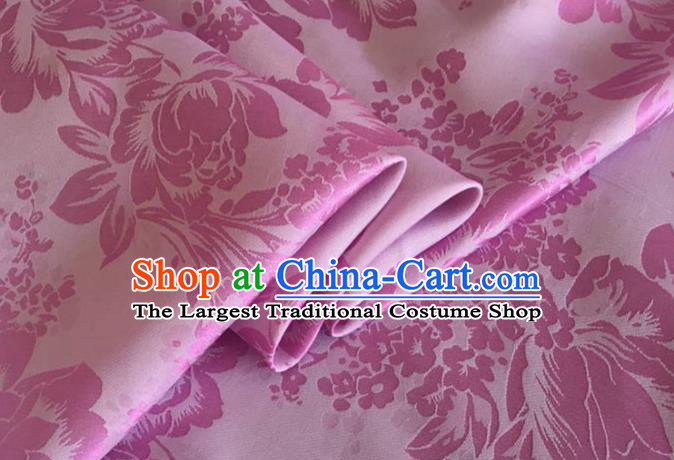 Asian Chinese Classical Peony Pattern Design Rosy Silk Fabric Traditional Cheongsam Brocade Material