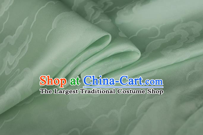 Asian Chinese Classical Cloud Pattern Design Light Green Silk Fabric Traditional Cheongsam Brocade Material