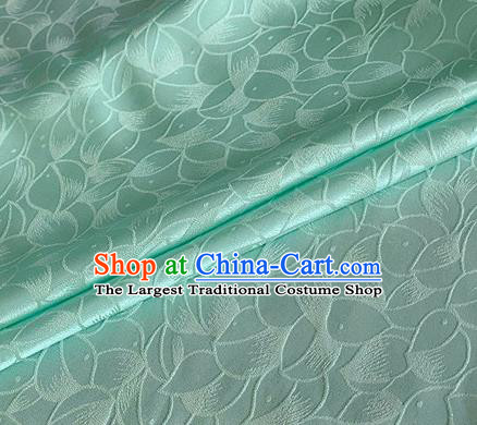 Asian Chinese Classical Lotus Petals Pattern Design Light Green Silk Fabric Traditional Cheongsam Brocade Material