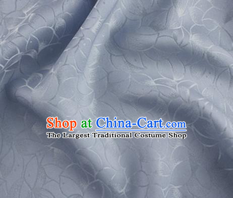 Asian Chinese Classical Lotus Petals Pattern Design Light Blue Silk Fabric Traditional Cheongsam Brocade Material