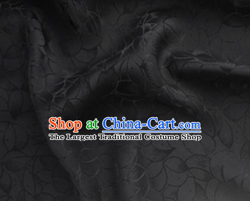 Asian Chinese Classical Lotus Petals Pattern Design Black Silk Fabric Traditional Cheongsam Brocade Material