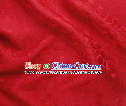 Asian Chinese Classical Lotus Petals Pattern Design Red Silk Fabric Traditional Cheongsam Brocade Material