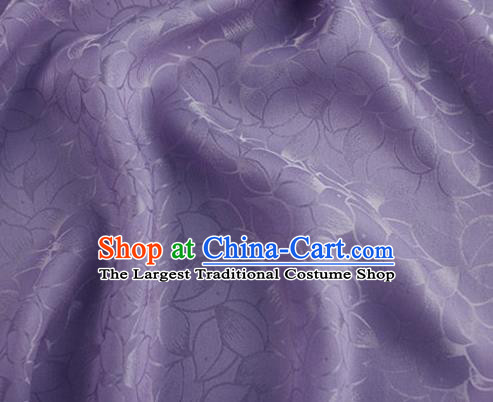 Asian Chinese Classical Lotus Petals Pattern Design Lilac Silk Fabric Traditional Cheongsam Brocade Material