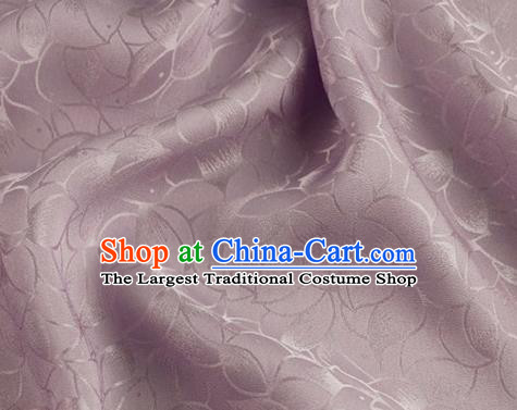 Asian Chinese Classical Lotus Petals Pattern Design Light Purple Silk Fabric Traditional Cheongsam Brocade Material