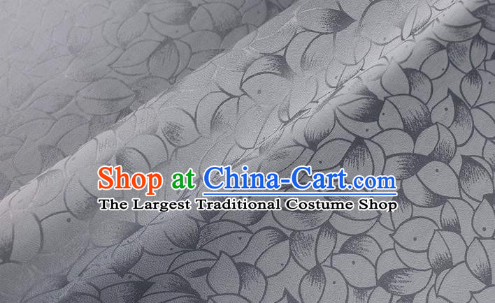Asian Chinese Classical Lotus Petals Pattern Design Grey Silk Fabric Traditional Cheongsam Brocade Material