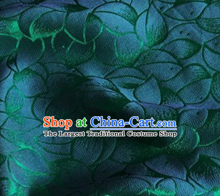 Asian Chinese Classical Lotus Petals Pattern Design Peacock Green Silk Fabric Traditional Cheongsam Brocade Material