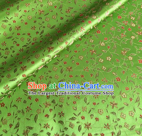 Asian Chinese Classical Pepper Flowers Pattern Design Green Brocade Fabric Traditional Cheongsam Silk Material