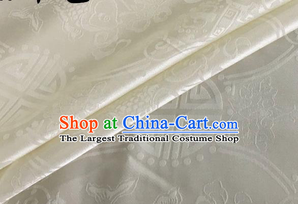 Asian Chinese Classical Double Fish Pattern Design Beige Silk Fabric Traditional Cheongsam Material